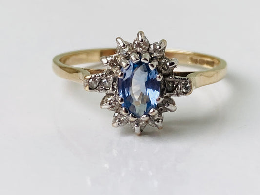 Vintage 9ct Gold Sapphire & Diamond Ring