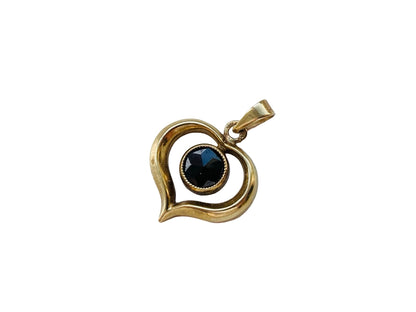 Vintage 9ct Gold Garnet Heart Pendant