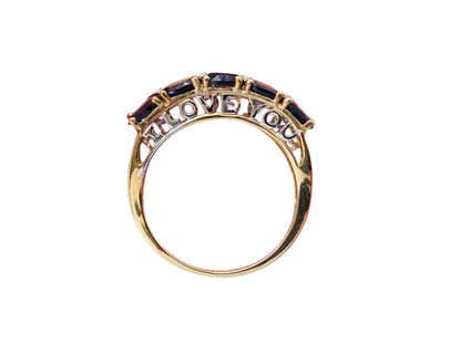 9ct Gold Iolite & Diamond Ring