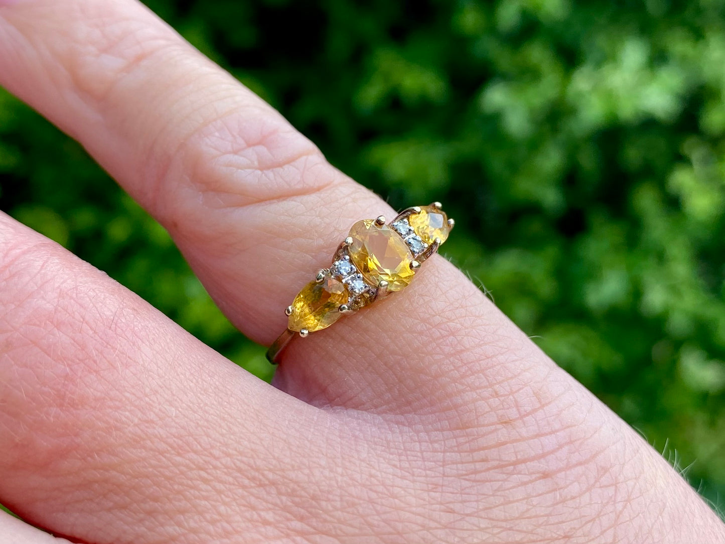 9ct Gold Citrine & Diamond Ring