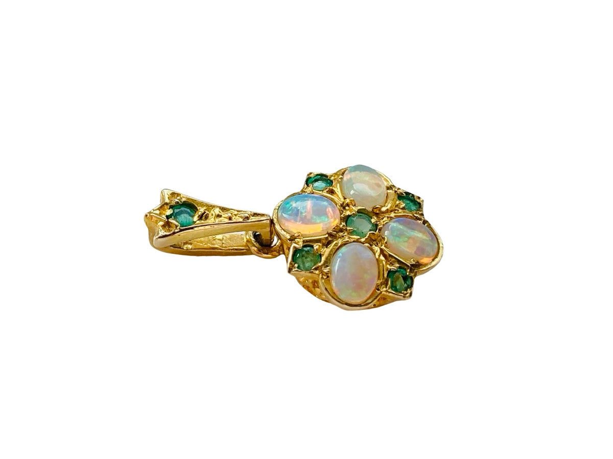 9ct Gold Opal & Emerald Pendant
