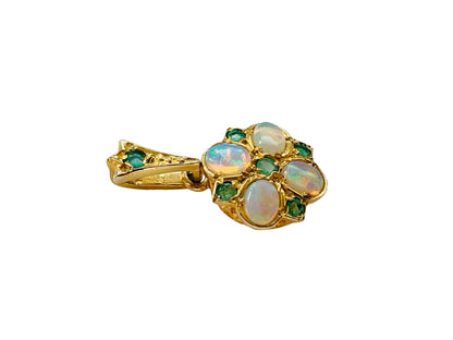 9ct Gold Opal & Emerald Pendant
