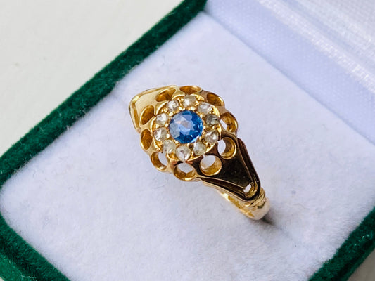 Antique 18ct Gold Sapphire & Diamond Ring