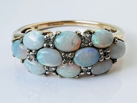 9ct Gold Opal & Diamond Ring