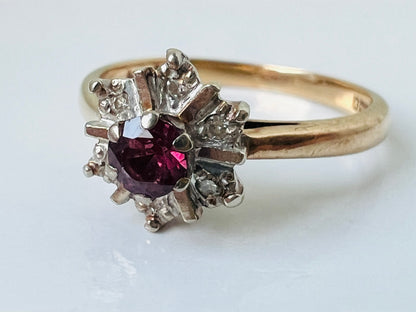 Vintage 9ct Gold Ruby & Diamond Ring