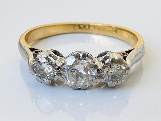 Vintage 18ct Gold Three-Stone Diamond Ring
