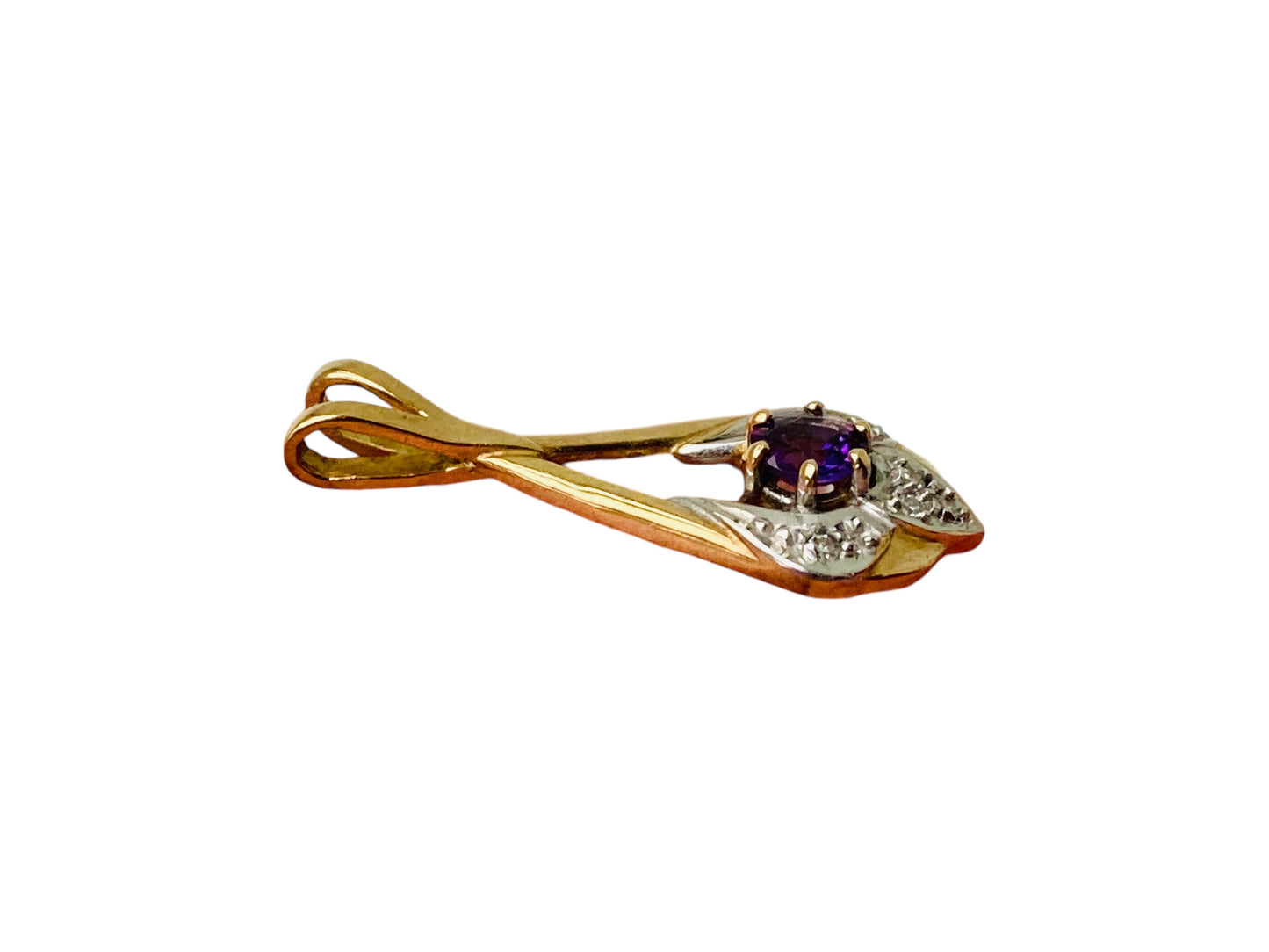 9ct Gold Amethyst & Diamond Pendant