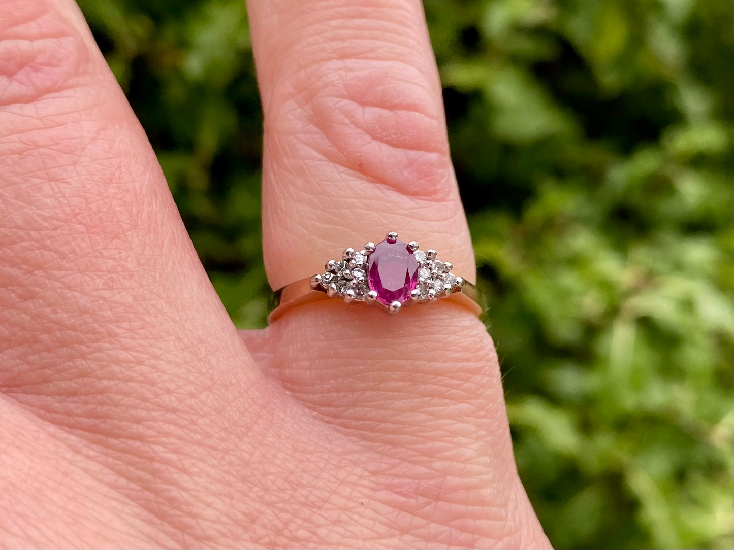 Vintage 9ct Gold Ruby & Diamond Ring