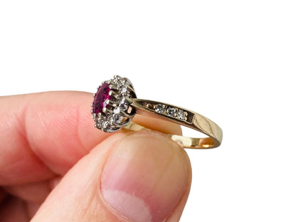 Vintage 9ct Gold Ruby & Diamond Ring