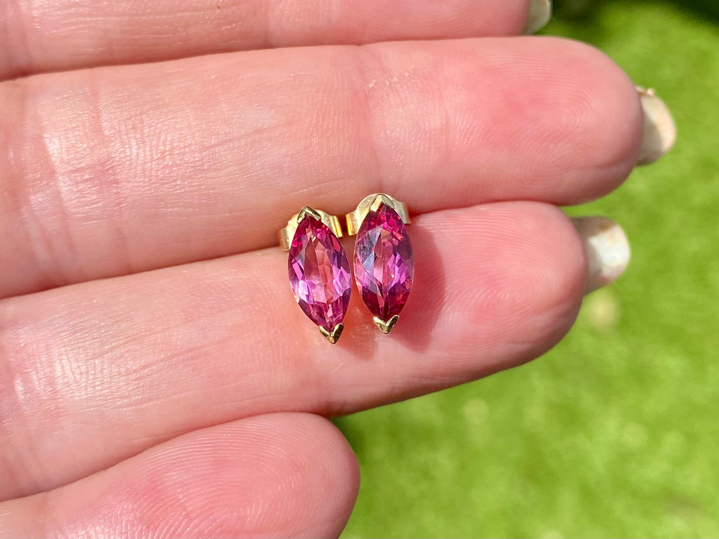9ct Gold Pink Sapphire Earrings