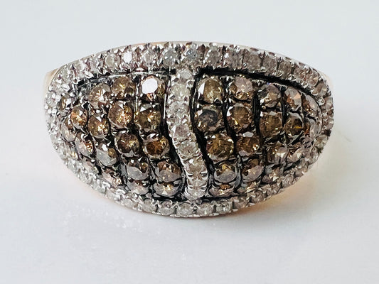 18ct Gold Champagne & White Diamond Ring