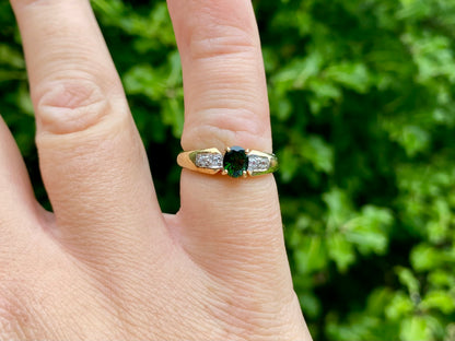 9ct Gold Diopside & Zircon Ring
