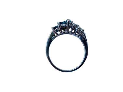 14ct Gold Blue & White Diamond Ring
