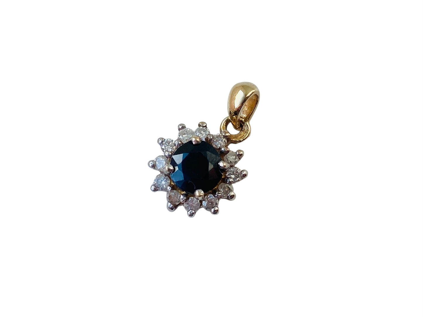 9ct Gold Sapphire & Diamond Pendant