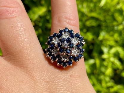 Vintage 9ct Gold Sapphire & Diamond Ring