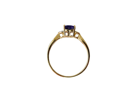 9ct Gold Amethyst & Diamond Heart Ring