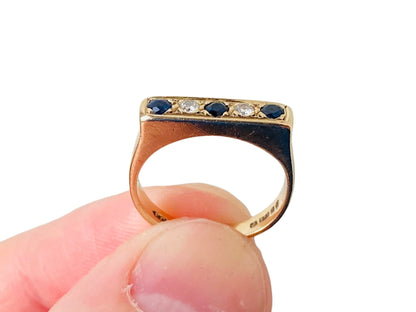 Vintage 9ct Gold Sapphire & Diamond Ring