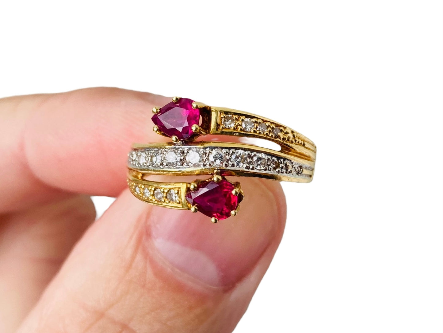 Vintage 18ct Gold Ruby & Diamond Ring