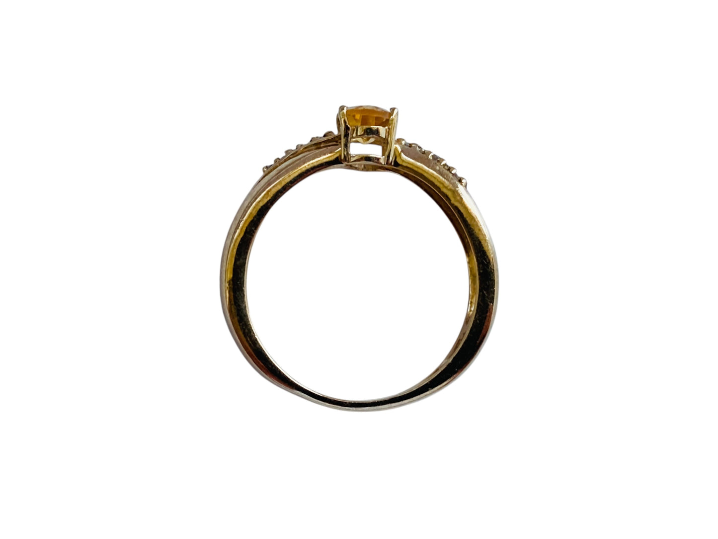 9ct Gold Citrine & Diamond Ring