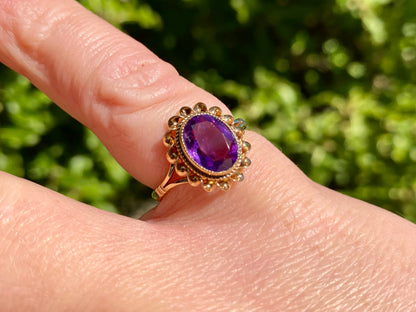 Vintage 9ct Gold Amethyst Ring