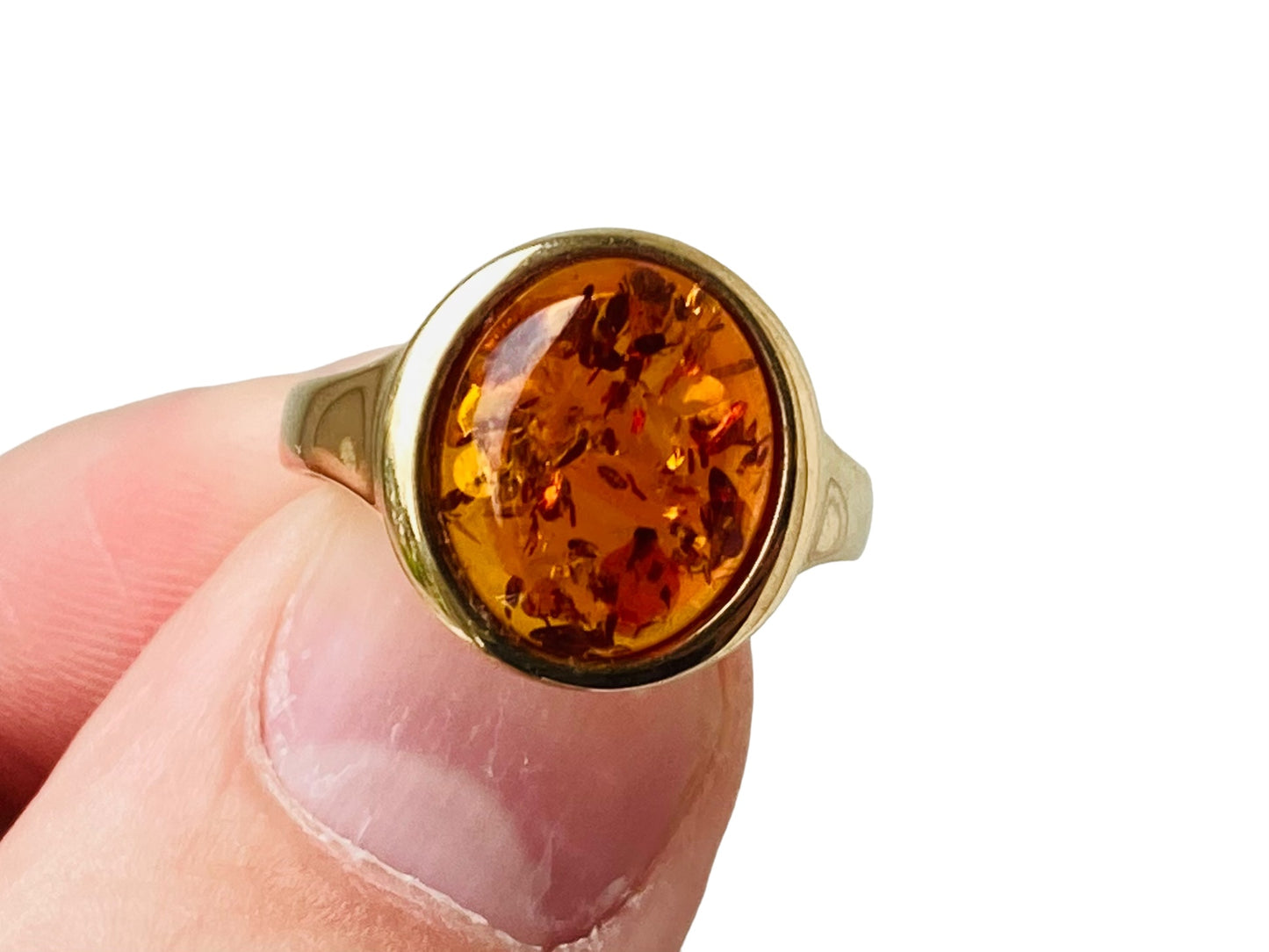 9ct Gold Amber Ring