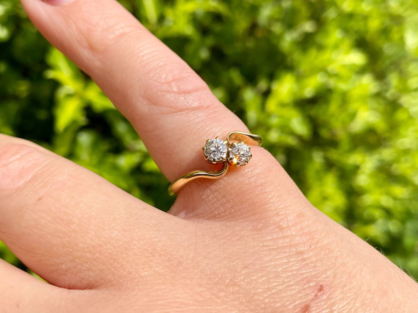 Antique 18ct Gold Two-Stone Diamond Toi Et Moi Ring