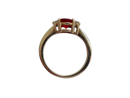 9ct Gold Fire Opal & Diamond Ring