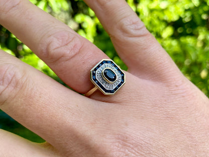 9ct Gold Sapphire & Diamond Ring