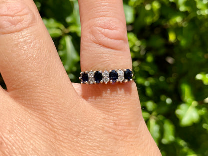 Vintage 9ct Gold Sapphire & Diamond Ring
