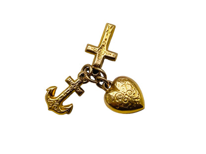 Vintage 9ct Gold Faith, Hope & Charity Pendant or Charm
