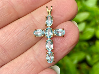 9ct Gold Topaz Cross Pendant