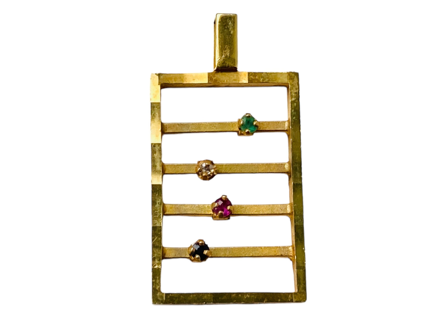 9ct Gold Abacus Multi-Gemstone Pendant