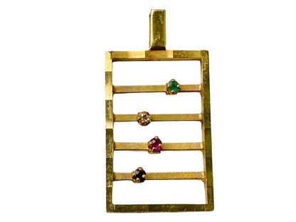 9ct Gold Abacus Multi-Gemstone Pendant