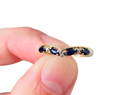 9ct Gold Sapphire & Diamond Wishbone Ring