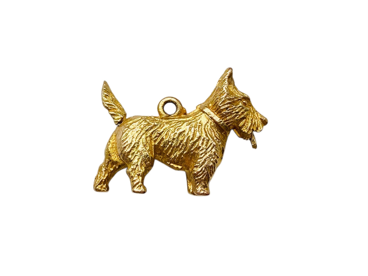 Vintage 9ct Gold Scottie Dog Moving Tongue Pendant or Charm