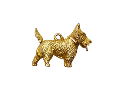 Vintage 9ct Gold Scottie Dog Moving Tongue Pendant or Charm