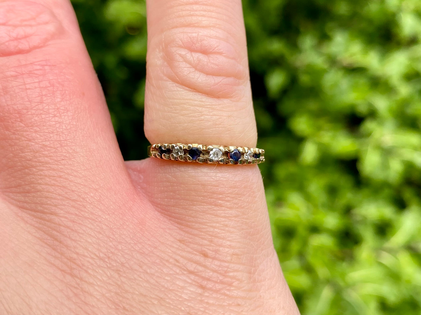 Vintage 9ct Gold Sapphire & Diamond Ring