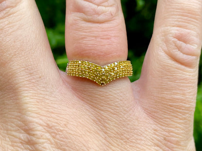 9ct Gold Yellow Diamond Wishbone Ring