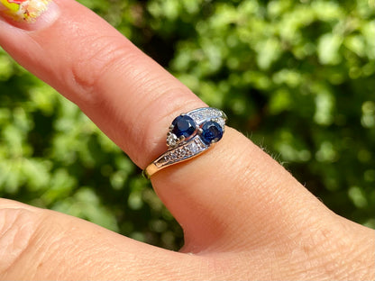 Vintage 9ct Gold Sapphire & Diamond Ring