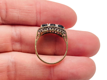 Vintage 9ct Gold Sapphire & Diamond Ring
