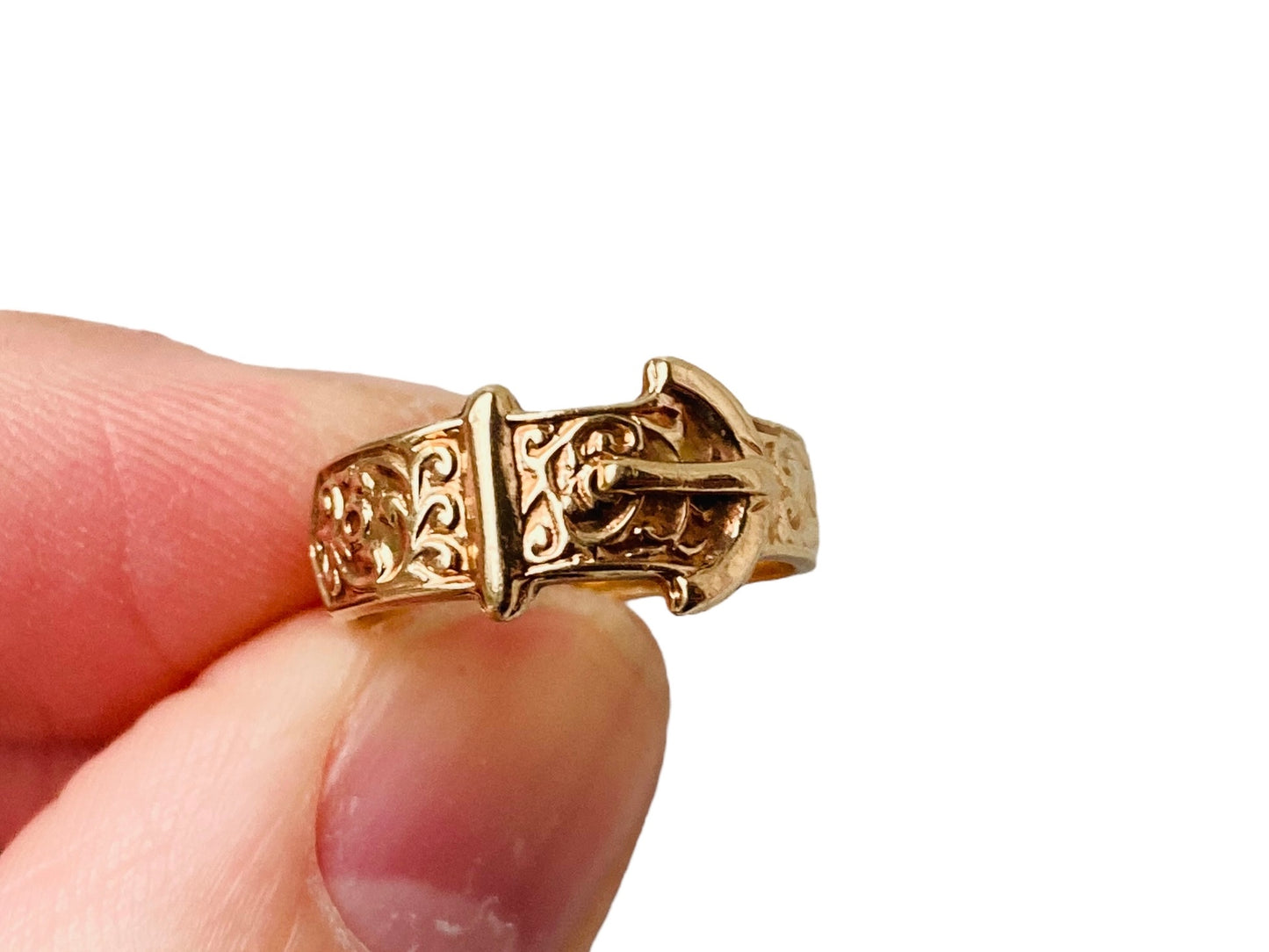 Vintage 9ct Gold Belt Buckle Ring