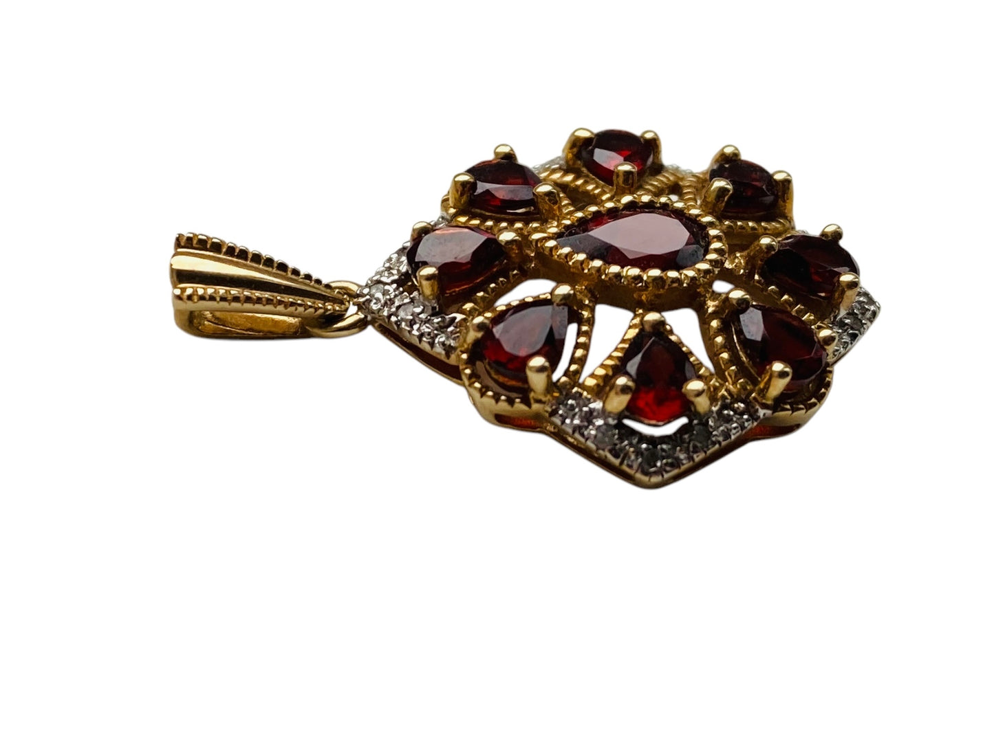 9ct Gold Garnet & Diamond Pendant