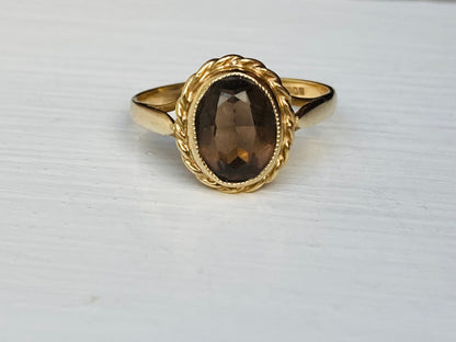 Vintage 9ct Gold Smoky Quartz Ring