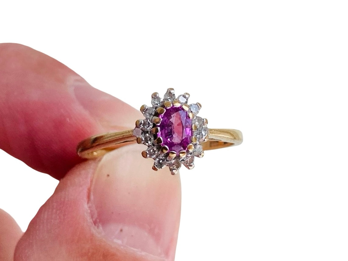 9ct Gold Pink Sapphire & Diamond Ring