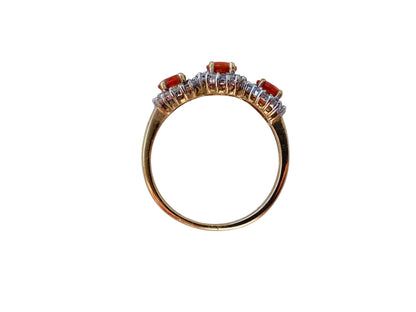 9ct Gold Fire Opal & Diamond Ring