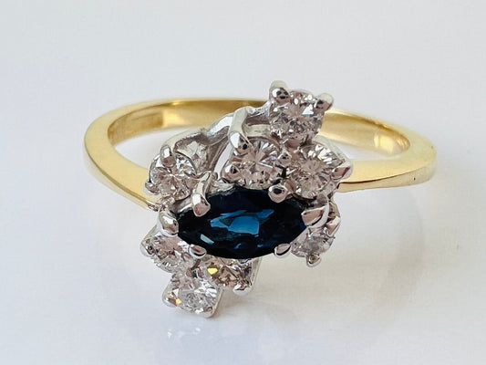 Vintage 18ct Gold Sapphire & Diamond Ring