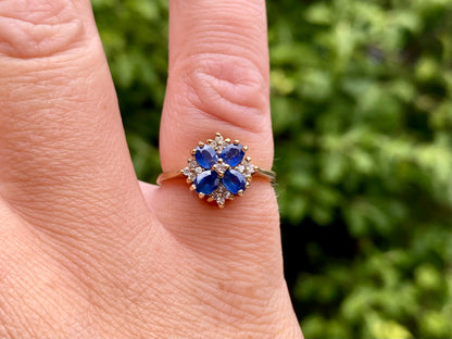 Vintage 9ct Gold Sapphire & Diamond Ring
