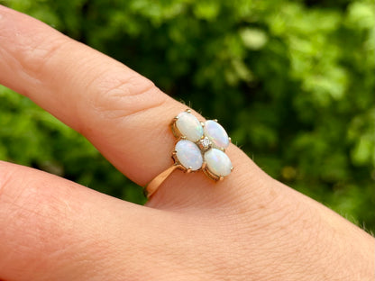 9ct Gold Opal & Diamond Ring