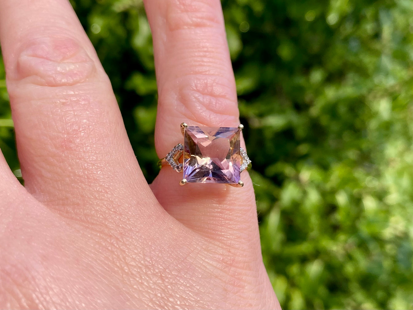 9ct Gold Ametrine & Diamond Ring