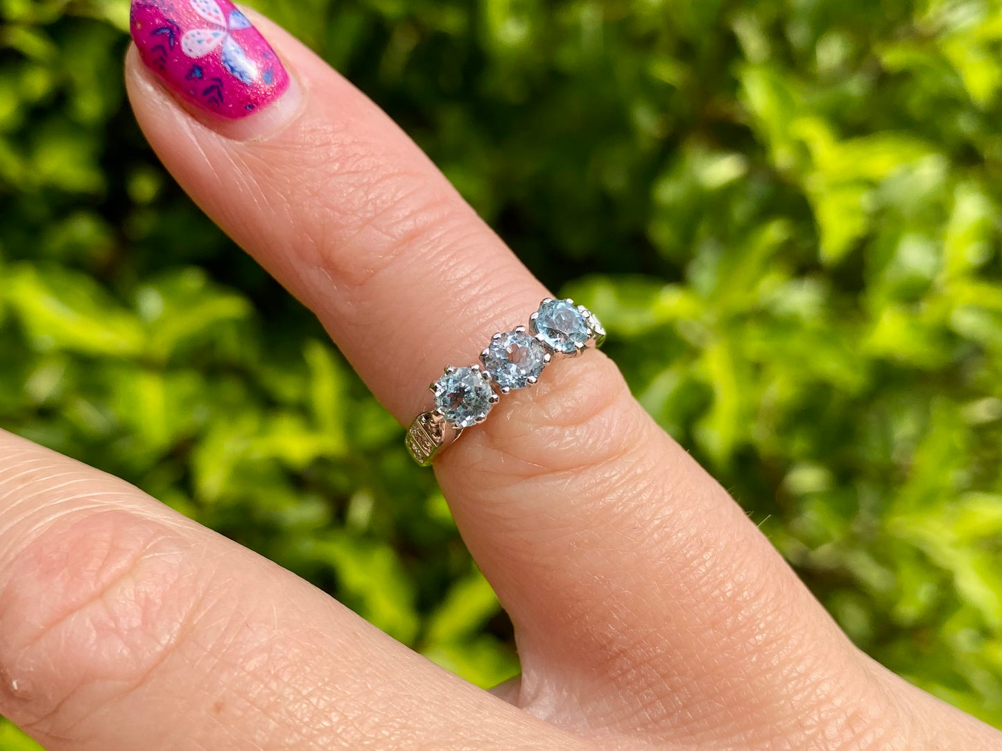 9ct Gold Sky Blue Topaz & Diamond Ring